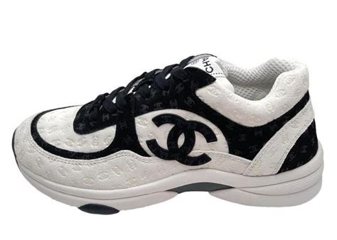 chanel cc embossed logo black white suede|chanel shoes for women.